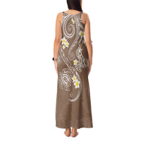 Polynesia Tribal Tank Maxi Dress Mocha Plumeria Tentacles LT7 - Polynesian Pride