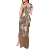 Polynesia Tribal Tank Maxi Dress Mocha Plumeria Tentacles LT7 - Polynesian Pride