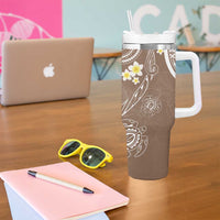 Polynesia Tribal Tumbler With Handle Mocha Plumeria Tentacles LT7 - Polynesian Pride