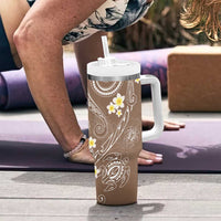 Polynesia Tribal Tumbler With Handle Mocha Plumeria Tentacles LT7 - Polynesian Pride
