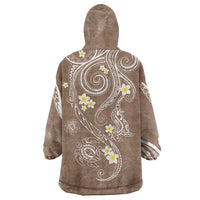Polynesia Tribal Wearable Blanket Hoodie Mocha Plumeria Tentacles LT7 - Polynesian Pride
