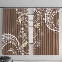 Polynesia Tribal Window Curtain Mocha Plumeria Tentacles LT7 With Hooks Mocha - Polynesian Pride
