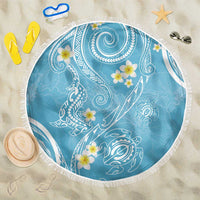 Polynesia Tribal Beach Blanket Turquoise Plumeria Tentacles LT7 One Size 150cm Turquoise - Polynesian Pride