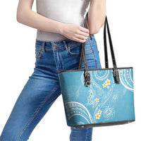 Polynesia Tribal Leather Tote Bag Turquoise Plumeria Tentacles LT7 - Polynesian Pride
