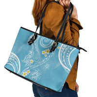 Polynesia Tribal Leather Tote Bag Turquoise Plumeria Tentacles LT7 - Polynesian Pride