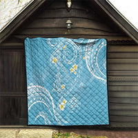 Polynesia Tribal Quilt Turquoise Plumeria Tentacles