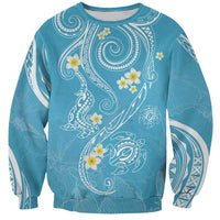 Polynesia Tribal Sweatshirt Turquoise Plumeria Tentacles LT7 Unisex Turquoise - Polynesian Pride