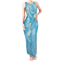 Polynesia Tribal Tank Maxi Dress Turquoise Plumeria Tentacles LT7 Women Turquoise - Polynesian Pride