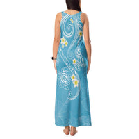 Polynesia Tribal Tank Maxi Dress Turquoise Plumeria Tentacles LT7 - Polynesian Pride