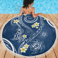 Polynesia Tribal Beach Blanket Deep Blue Plumeria Tentacles LT7 - Polynesian Pride