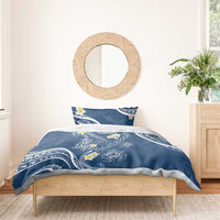 Polynesia Tribal Bedding Set Deep Blue Plumeria Tentacles