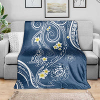 Polynesia Tribal Blanket Deep Blue Plumeria Tentacles LT7 - Polynesian Pride