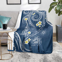 Polynesia Tribal Blanket Deep Blue Plumeria Tentacles LT7 - Polynesian Pride