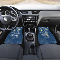 Polynesia Tribal Car Mats Deep Blue Plumeria Tentacles LT7 Set 2pcs - Front Blue - Polynesian Pride