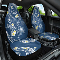 Polynesia Tribal Car Seat Cover Deep Blue Plumeria Tentacles