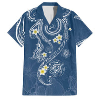 Polynesia Tribal Family Matching Summer Maxi Dress and Hawaiian Shirt Deep Blue Plumeria Tentacles