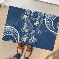 Polynesia Tribal Rubber Doormat Deep Blue Plumeria Tentacles LT7 - Polynesian Pride