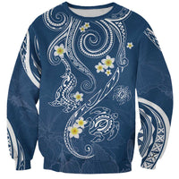 Polynesia Tribal Sweatshirt Deep Blue Plumeria Tentacles LT7 Unisex Blue - Polynesian Pride