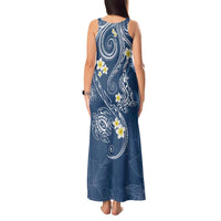 Polynesia Tribal Tank Maxi Dress Deep Blue Plumeria Tentacles LT7 - Polynesian Pride