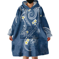 Polynesia Tribal Wearable Blanket Hoodie Deep Blue Plumeria Tentacles LT7 - Polynesian Pride