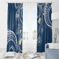 Polynesia Tribal Window Curtain Deep Blue Plumeria Tentacles LT7 - Polynesian Pride