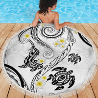 Polynesia Tribal Beach Blanket White Plumeria Tentacles LT7 - Polynesian Pride
