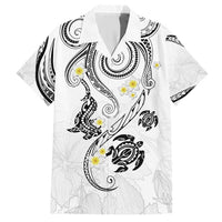 Polynesia Tribal Hawaiian Shirt White Plumeria Tentacles LT7 White - Polynesian Pride