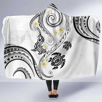 Polynesia Tribal Hooded Blanket White Plumeria Tentacles LT7 One Size White - Polynesian Pride