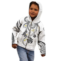 Polynesia Tribal Kid Hoodie White Plumeria Tentacles