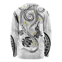 Polynesia Tribal Long Sleeve Shirt White Plumeria Tentacles LT7 - Polynesian Pride