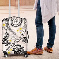 Polynesia Tribal Luggage Cover White Plumeria Tentacles
