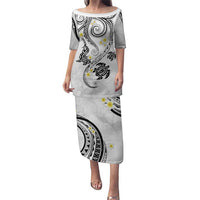 Polynesia Tribal Puletasi White Plumeria Tentacles LT7 Long Dress White - Polynesian Pride