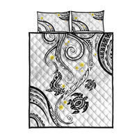 Polynesia Tribal Quilt Bed Set White Plumeria Tentacles LT7 - Polynesian Pride