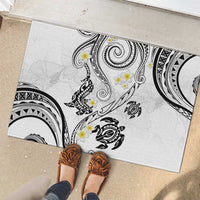 Polynesia Tribal Rubber Doormat White Plumeria Tentacles LT7 - Polynesian Pride