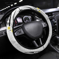 Polynesia Tribal Steering Wheel Cover White Plumeria Tentacles LT7 Universal Fit White - Polynesian Pride