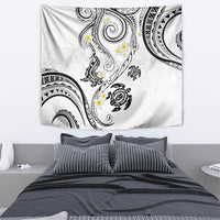 Polynesia Tribal Tapestry White Plumeria Tentacles