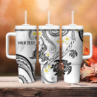 Polynesia Tribal Tumbler With Handle White Plumeria Tentacles LT7 - Polynesian Pride