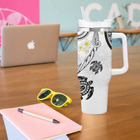 Polynesia Tribal Tumbler With Handle White Plumeria Tentacles LT7 - Polynesian Pride