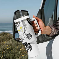 Polynesia Tribal Tumbler With Handle White Plumeria Tentacles LT7 - Polynesian Pride