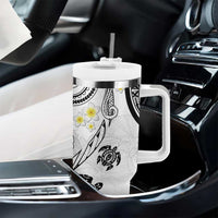 Polynesia Tribal Tumbler With Handle White Plumeria Tentacles LT7 - Polynesian Pride