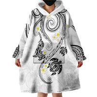 Polynesia Tribal Wearable Blanket Hoodie White Plumeria Tentacles LT7 - Polynesian Pride
