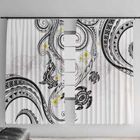 Polynesia Tribal Window Curtain White Plumeria Tentacles LT7 With Hooks White - Polynesian Pride