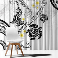 Polynesia Tribal Window Curtain White Plumeria Tentacles LT7 - Polynesian Pride