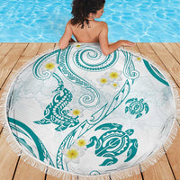 Polynesia Tribal Beach Blanket Teal Plumeria Tentacles LT7 - Polynesian Pride