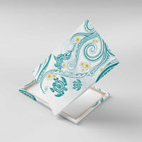 Polynesia Tribal Canvas Wall Art Teal Plumeria Tentacles LT7 With Frame Teal - Polynesian Pride