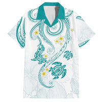 Polynesia Tribal Family Matching Summer Maxi Dress and Hawaiian Shirt Teal Plumeria Tentacles