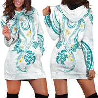 Polynesia Tribal Hoodie Dress Teal Plumeria Tentacles LT7 - Polynesian Pride