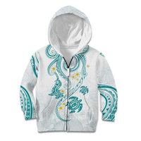 Polynesia Tribal Kid Hoodie Teal Plumeria Tentacles