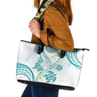 Polynesia Tribal Leather Tote Bag Teal Plumeria Tentacles LT7 Teal - Polynesian Pride