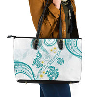 Polynesia Tribal Leather Tote Bag Teal Plumeria Tentacles LT7 - Polynesian Pride